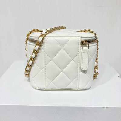 Chanel Small Vanity with Chain White Lamb