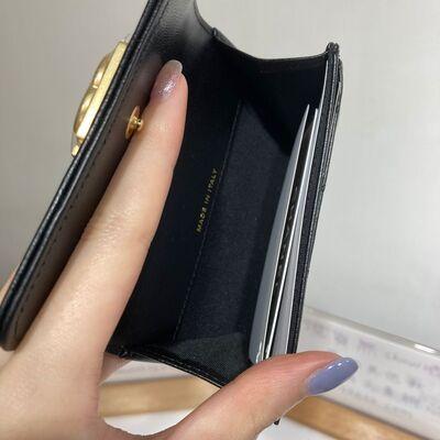 Chanel Boy Flap Cardholder Lamb Black Gold