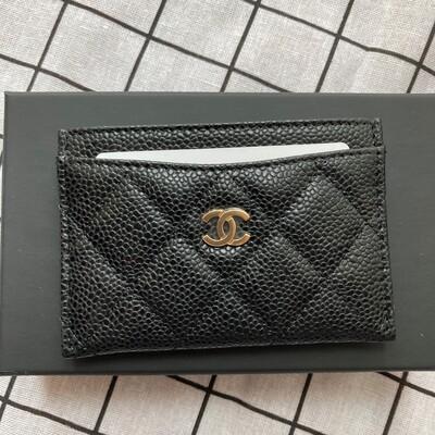 Chanel 經典 卡包 卡套 黑色 cc