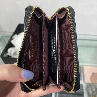 Chanel Classic Zip Coinholder Cow Black Gold