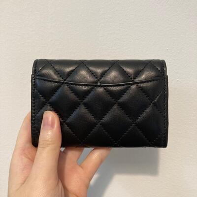 Chanel Classic Cardholder Lamb Black Gold