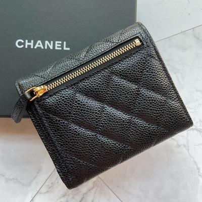 Chanel Classic Small Flap Wallet Cow Black Gold
