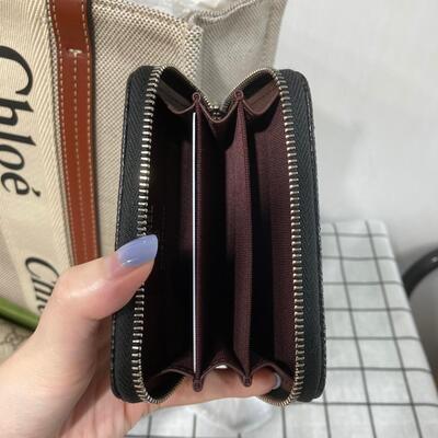 Chanel Classic Zip Coinholder Cow Black Silver