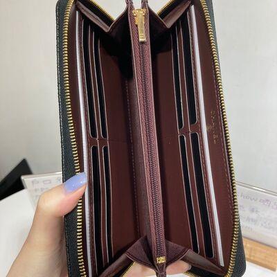 Chanel Classic Zip Long Wallet Cow Black Gold