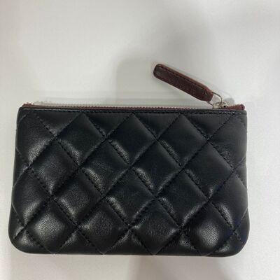 Chanel Classic Zip Pouch Lamb Black Silver
