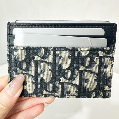 Dior Caro Freesia Card Holder Oblique Blue