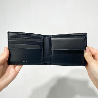 Dior Mens Wallet with Coin Oblique Black