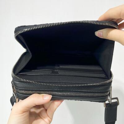 Dior Mens Zipped Pouch with Strap Oblique Black