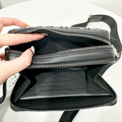 Dior Mens Zipped Pouch with Strap Oblique Blue