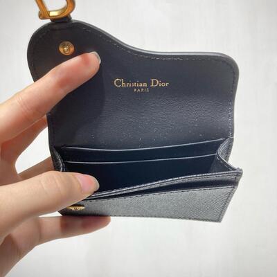 Dior Saddle Cardholder Cow Black