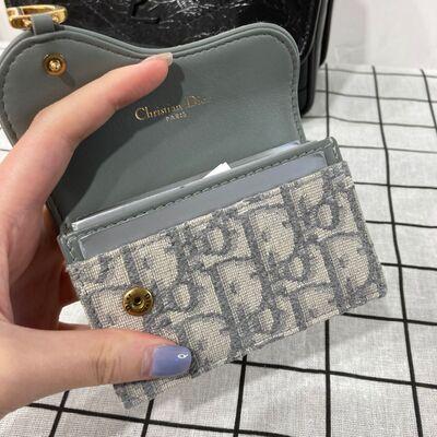 Dior Saddle Cardholder Oblique Grey