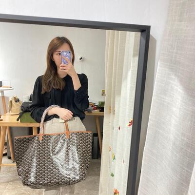 Goyard St Louis GM Tote Bag Black Tan