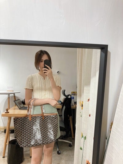 Goyard St Louis PM Tote Bag Black Tan