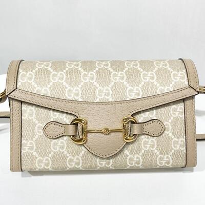Gucci Horsebit 1955 Mini Long Bag Beige