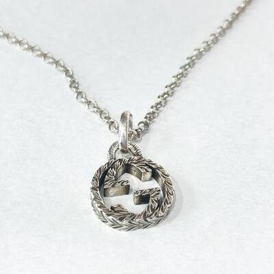 Gucci 925 Interlocking G Antique Necklace Sterling Silver