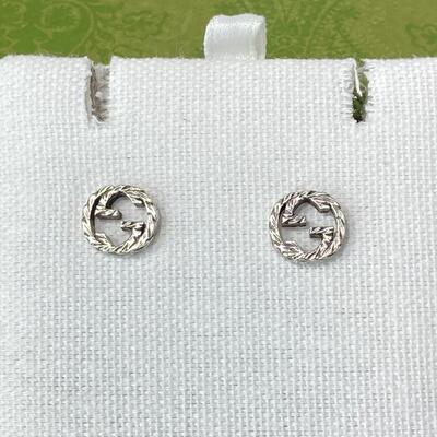 Gucci 925 Interlocking G Antique Earring Sterling Silver