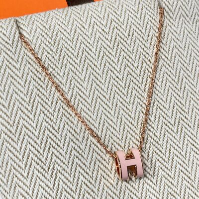 Hermes Mini Pop H Necklace Rose Gold Pink