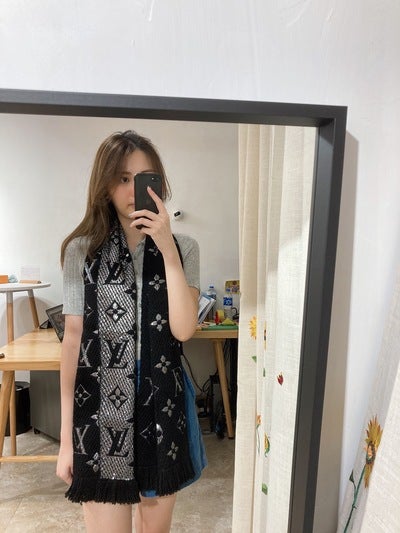 LV Logomania Shine Scarf Black