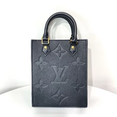 LV Petit Sac Plat Bag Monogram Leather Black