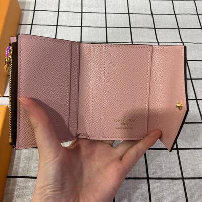 LV Zoe Wallet Monogram Canvas Brown Pink