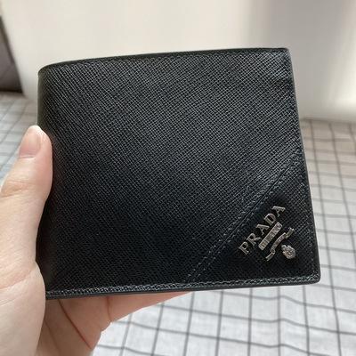 Prada Mens Wallet Black Logo Silver