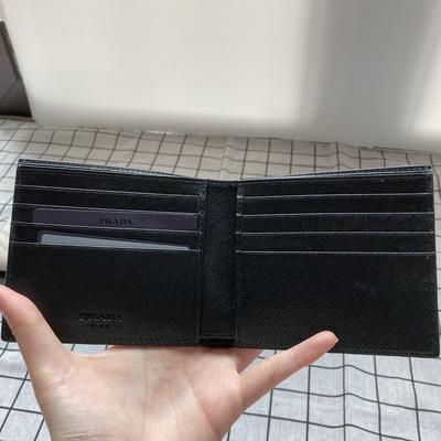 Prada Mens Wallet Black Logo Silver