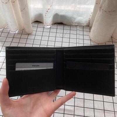 Prada Mens Wallet Black Triangle Small