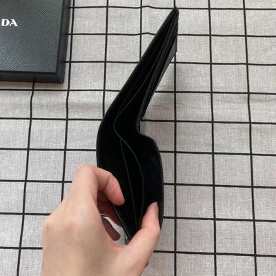 Prada Mens Wallet Black Triangle Small