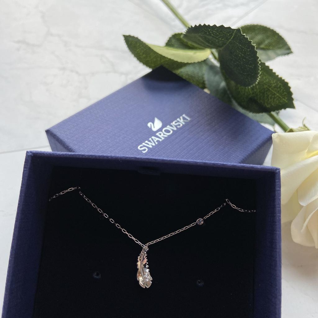 Swarovski Feather Necklace Silver