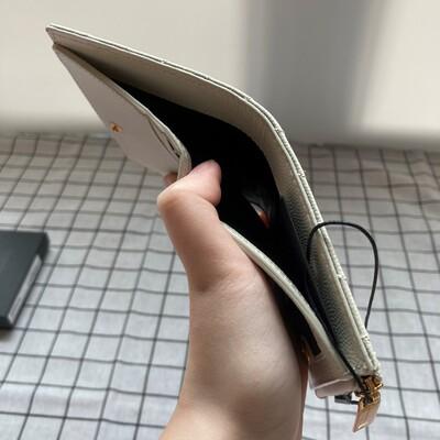 YSL Top Zip ID Wallet White Gold