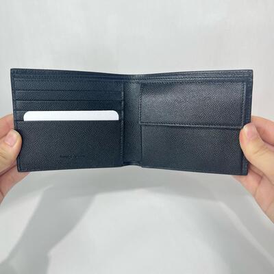 YSL Mens Wallet With Coin Black Silver
