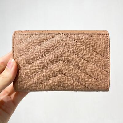 YSL Monogram Coin Purse Vintage Peach Gold