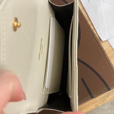 YSL Monogram Coin Purse White Gold