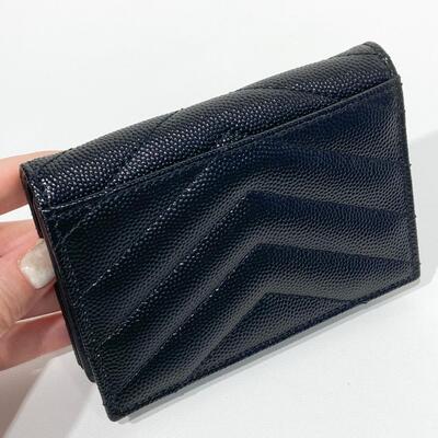 YSL Monogram Flap Cardholder Black Gold