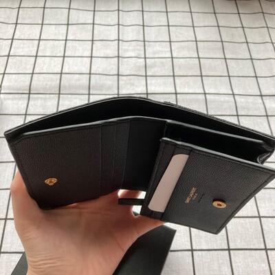 YSL Monogram Flap Wallet Black Gold