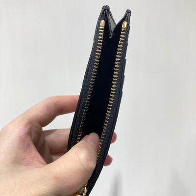 YSL Monogram Zip Cardcase Black Gold