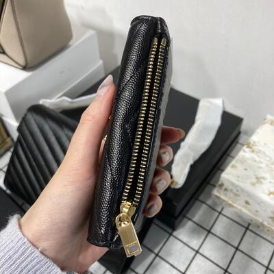 YSL Monogram Zip Flap Cardholder Black Gold