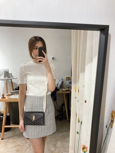 YSL Wallet On Chain Small Black Gold