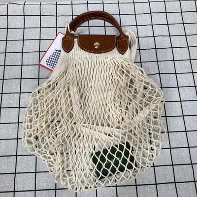Longchamp Le Pliage Filet L Mesh Bag White