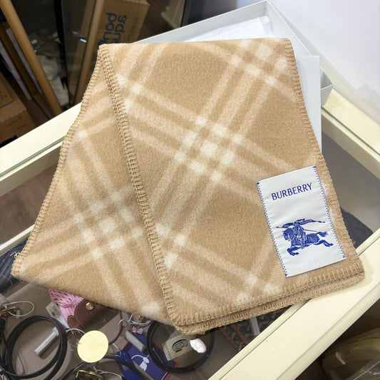 Burberry Check Wool Scarf Beige