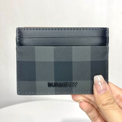 Burberry Mens Check Card Case Black