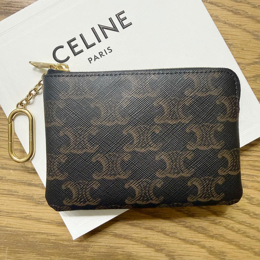 Celine Coin Purse Triomphe Canvas Black