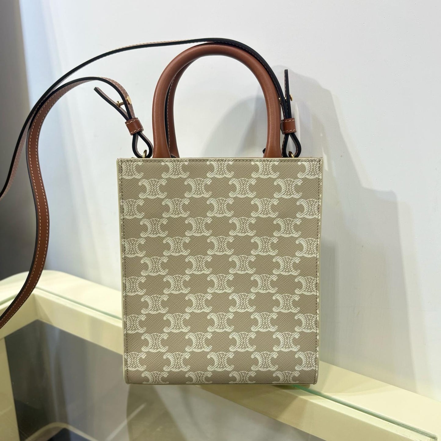 Celine Mini Vertical Cabas Canvas Grege