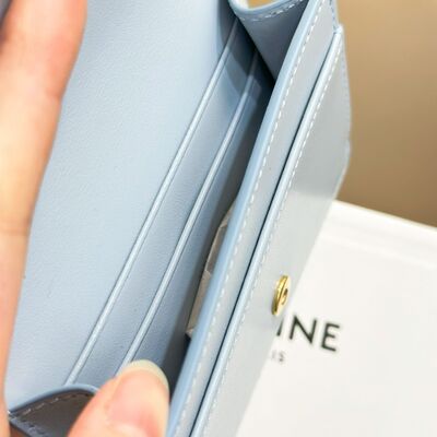 Celine Triomphe Flap Card Holder Pale Blue