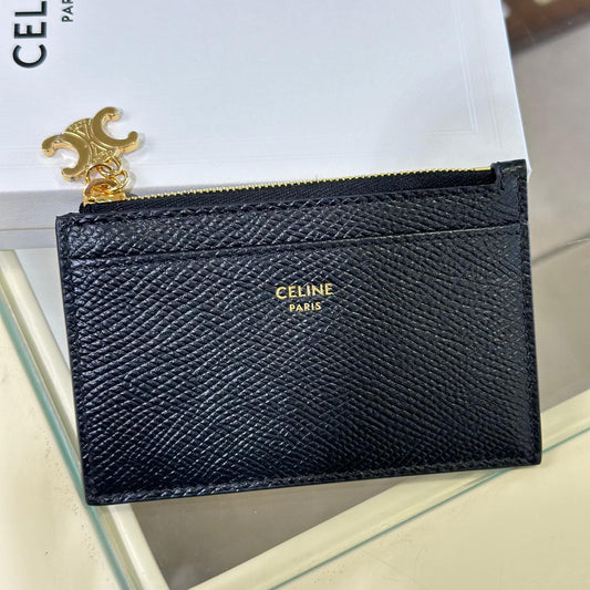 Celine Zipped Cardholder Black Gold