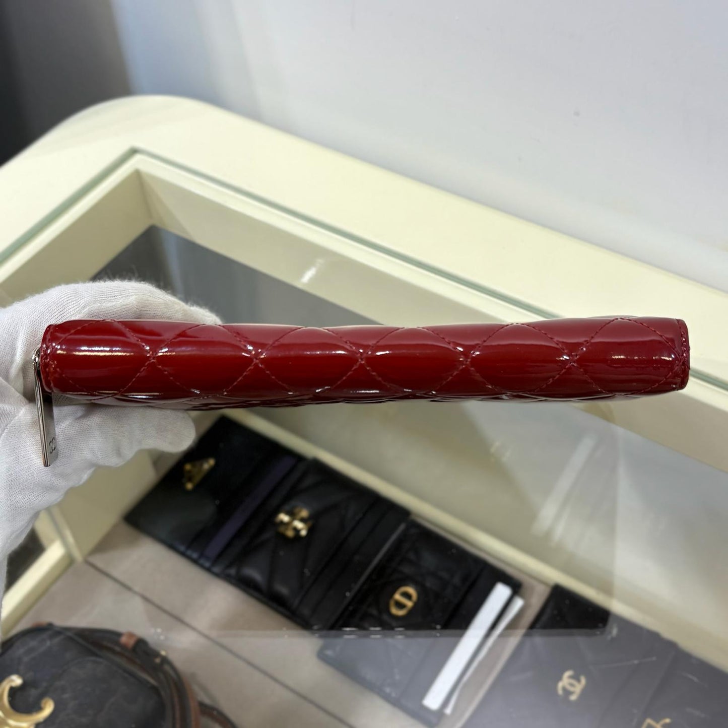 Chanel Long Zipped Wallet Red Patent Leather (A)