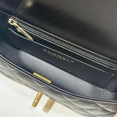 Chanel Mini Flap Bag Black Gold Lamb 18cm