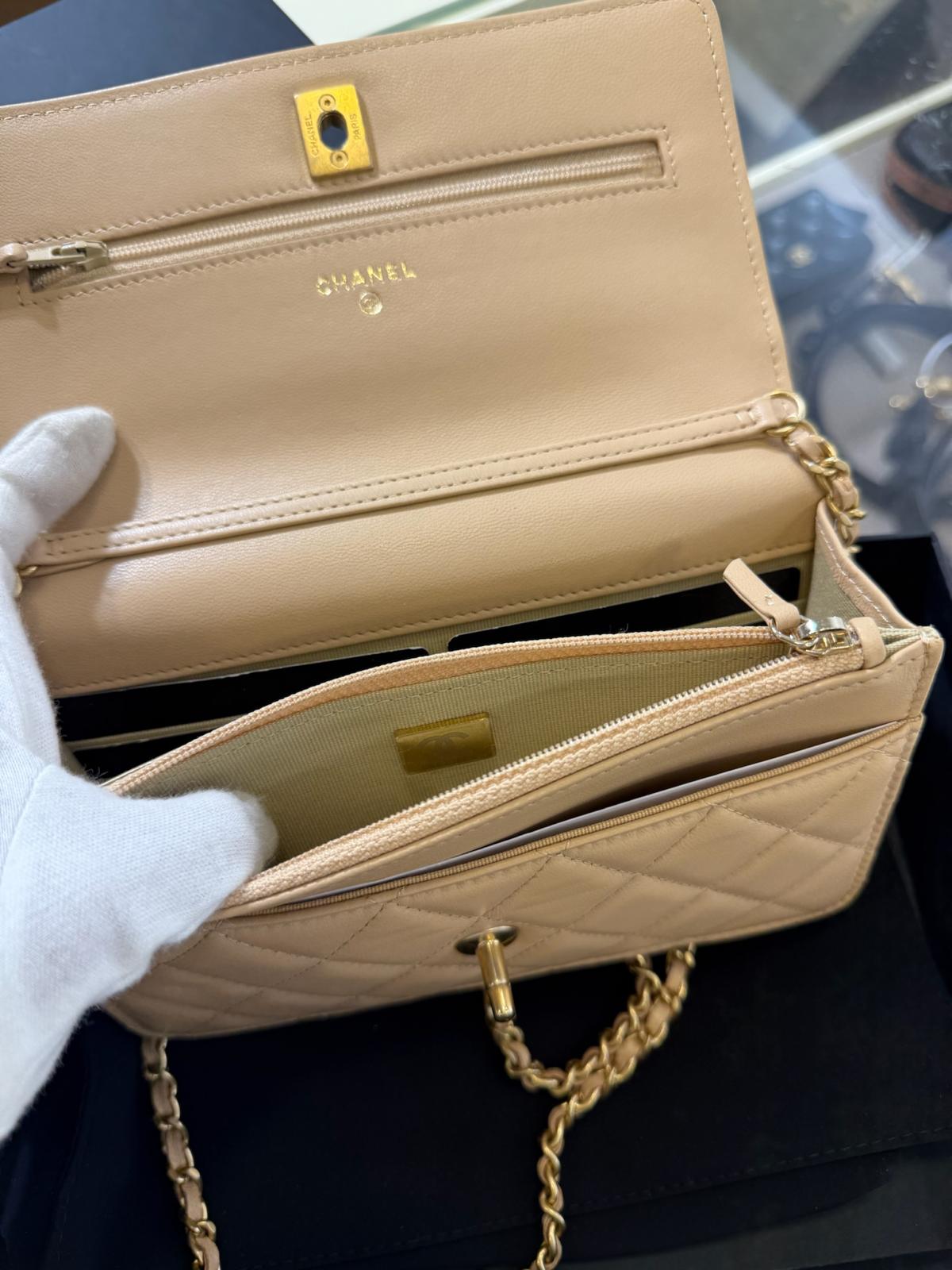 Chanel Wallet On Chain WOC Gold Ball Nude (A)