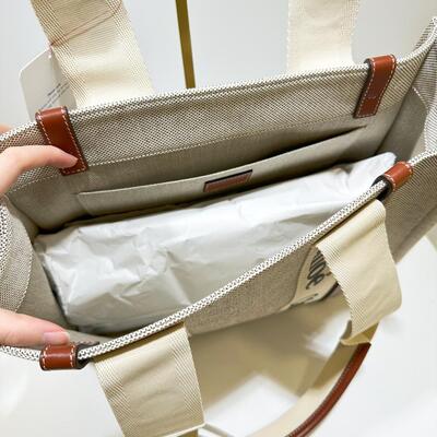 Chloe Medium Woody Tote Brown Canvas