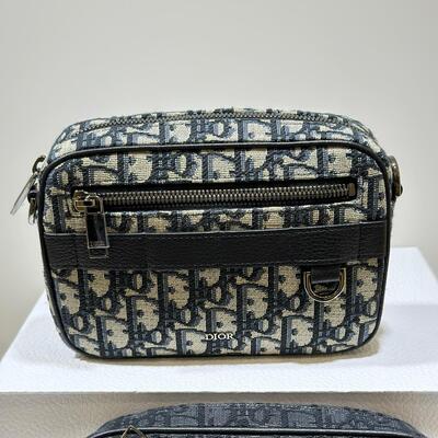 Dior Mini Safari Bag With Strap Oblique Blue